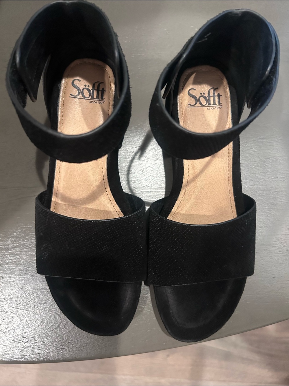 Söfft Black Ankle-Strap Block Heel Sandals